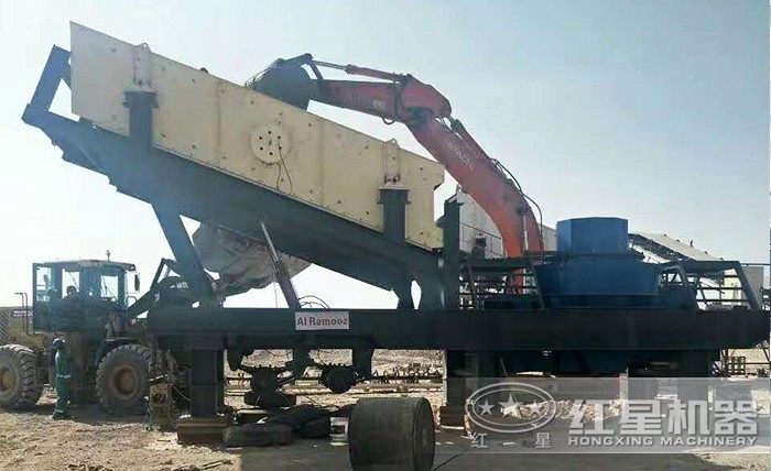 移動(dòng)制砂機(jī)鵝卵石施工現(xiàn)場(chǎng) 移動(dòng)制砂機(jī)鵝卵石施工現(xiàn)場(chǎng)