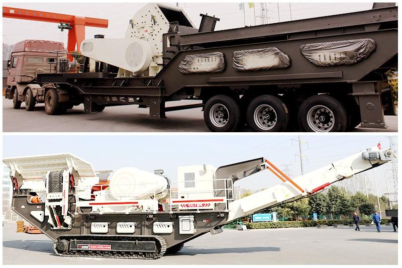 中型流動(dòng)碎石機(jī)有履帶式、輪胎式