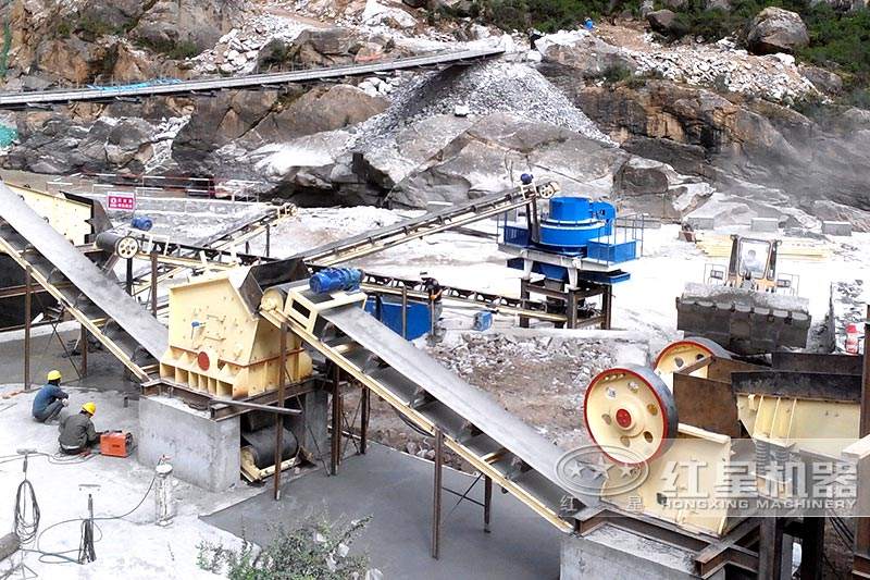 制砂機全景，制砂機+反擊破+顎破