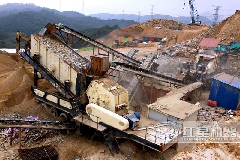 大型破碎、制砂加工現(xiàn)場