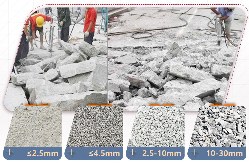 混凝土破碎成品規(guī)格多，用途廣